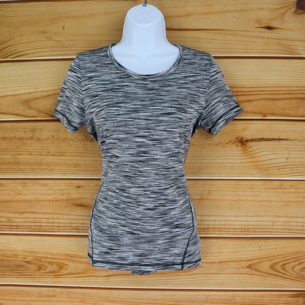 Tek Gear Activewear T-Shirt Drytek Womens‎ Size S Black Heathered Short Sleeves